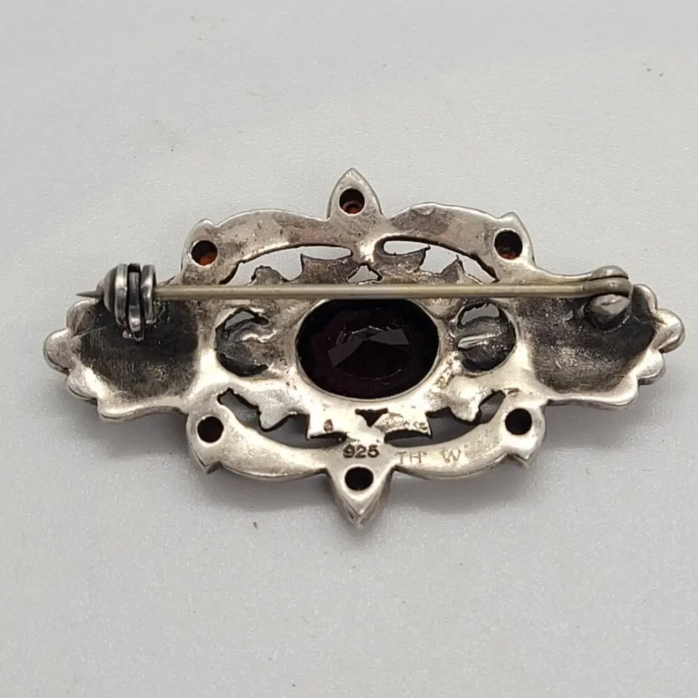 Vintage Sterling Silver Marcasite Pearl Brooch Coquette Art Deco Pin